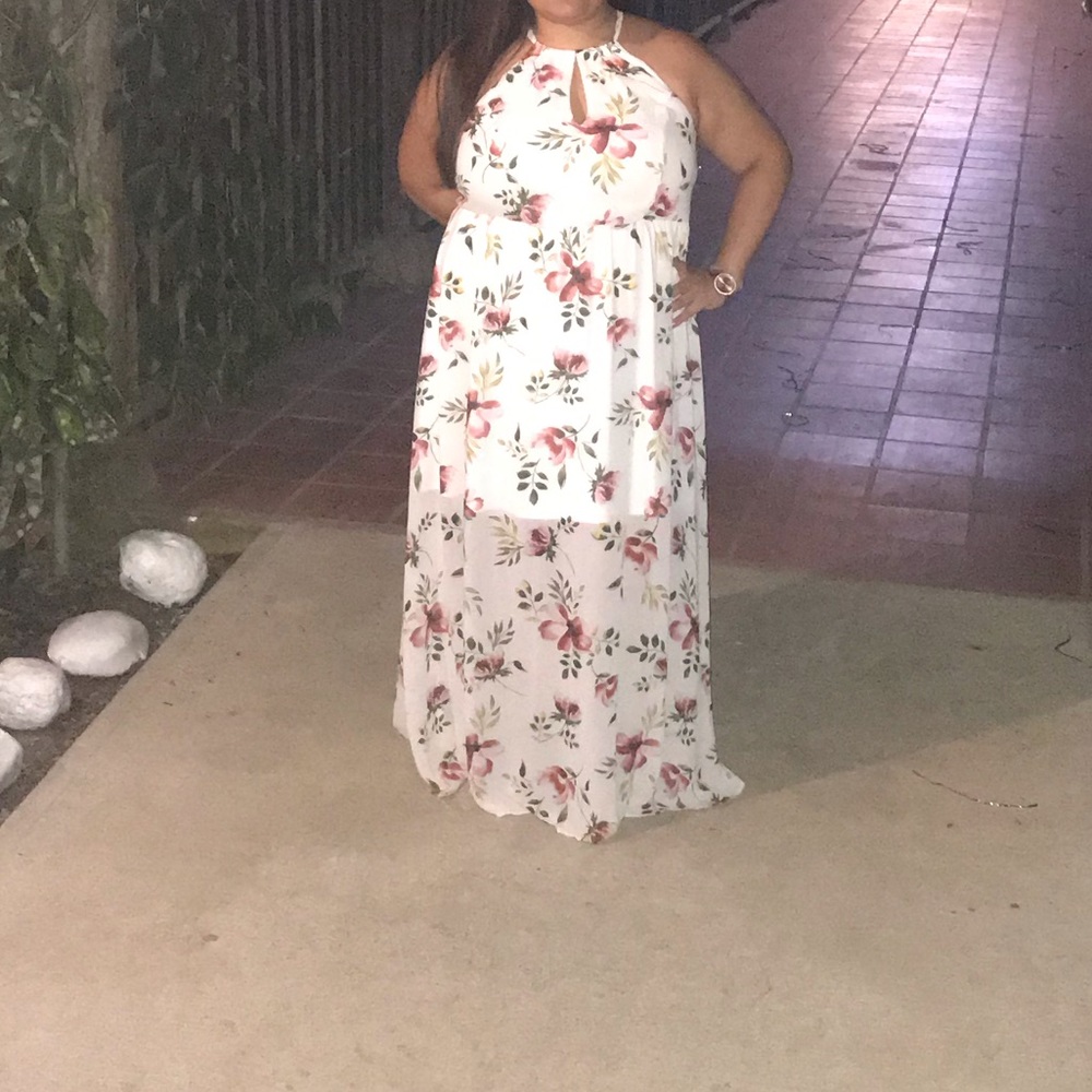 White dress with flowers